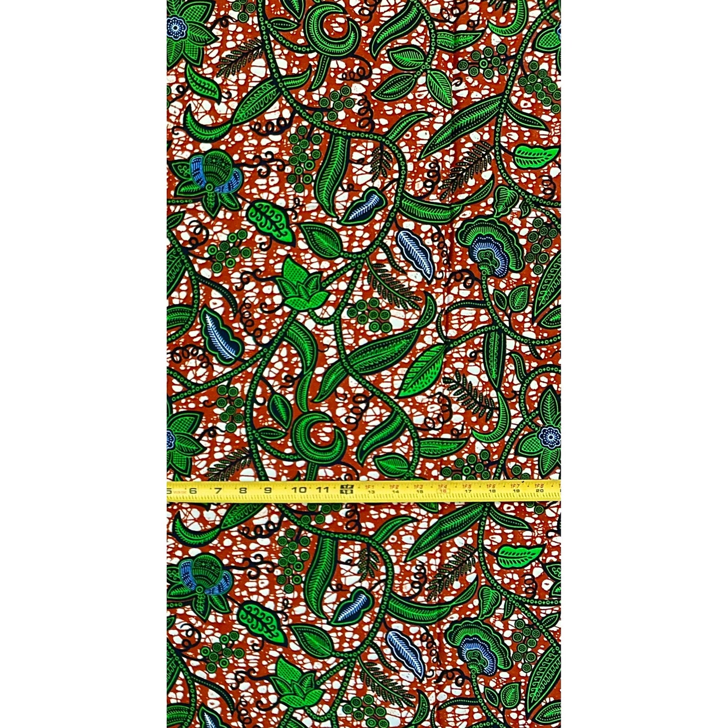 African Print Fabric/ Ankara - Brown, Green 'Ivy Crush,' 1 YARD