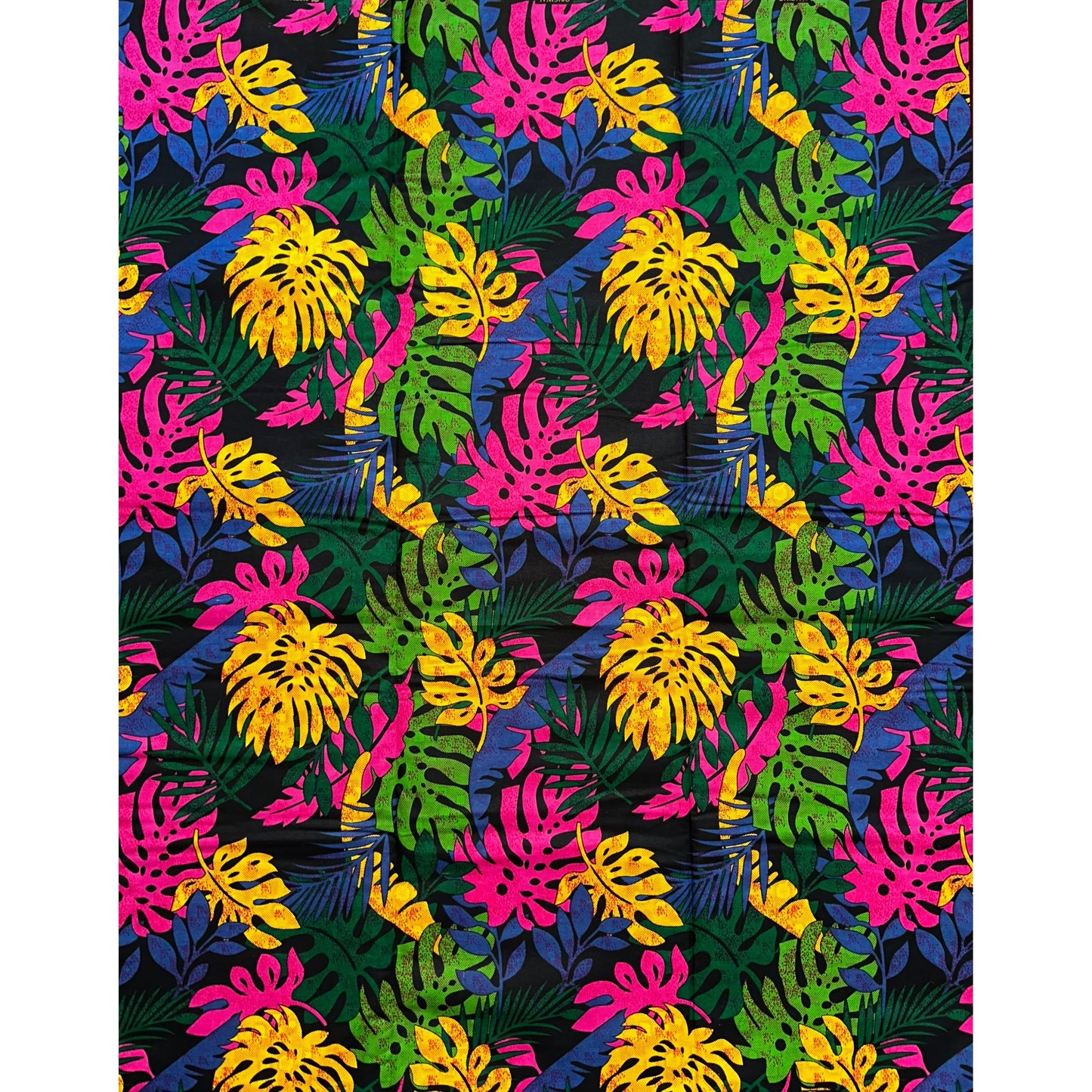 African Print Fabric/ Ankara - Blue, Yellow, Pink, Green, Black 'Pankshin Opulence' Design, YARD or WHOLESALE