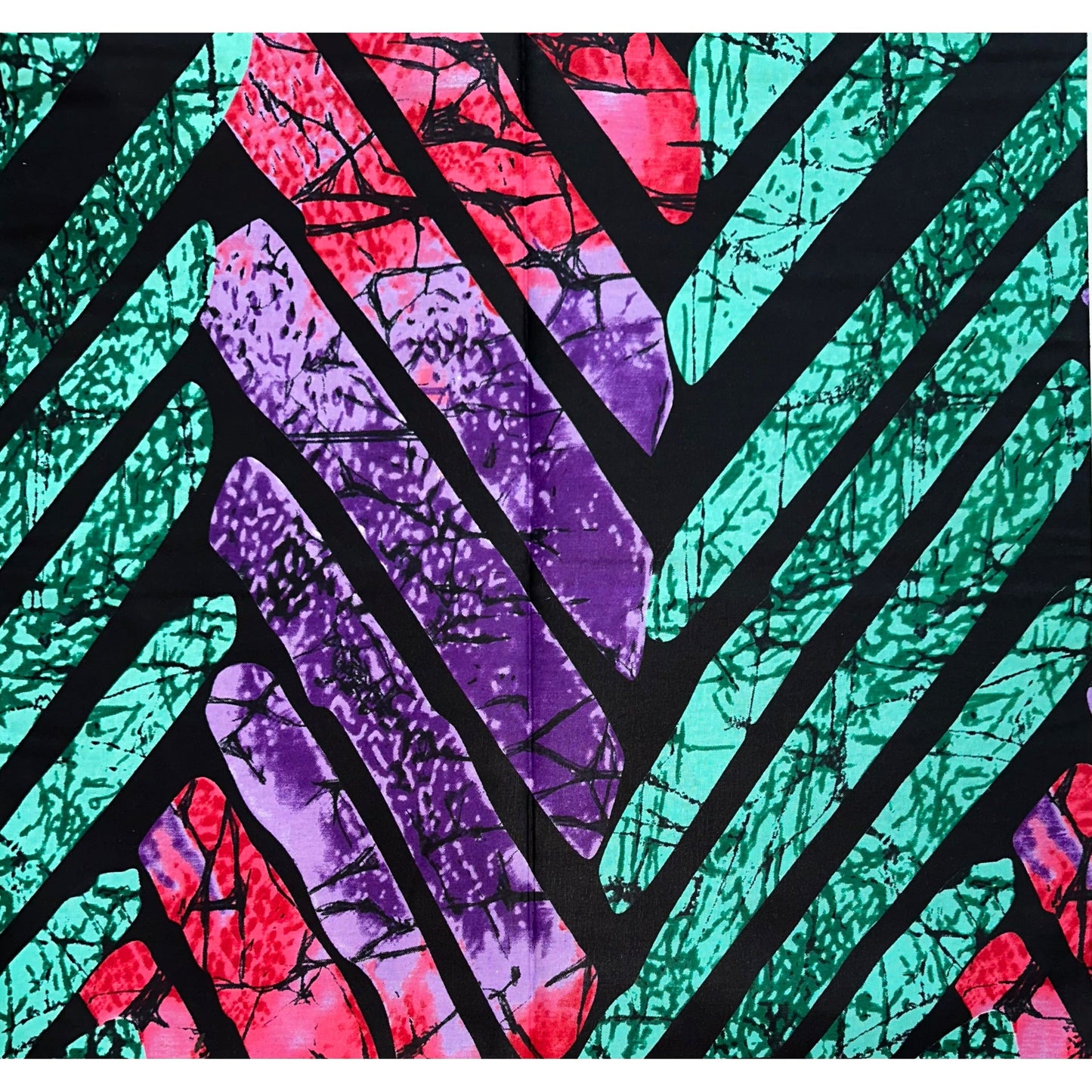 African Print Fabric/Ankara - Black, Green, Red, Purple ‘Soham' Design, YARD or WHOLESALE