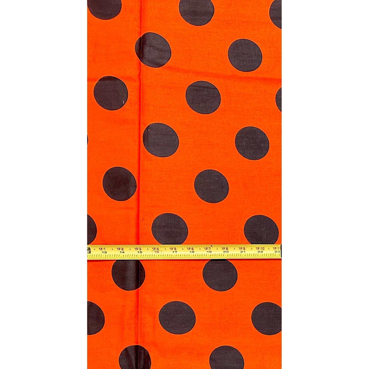 African Print Fabric/ Ankara - Orange, Black 'Dottie' Design, YARD or WHOLESALE