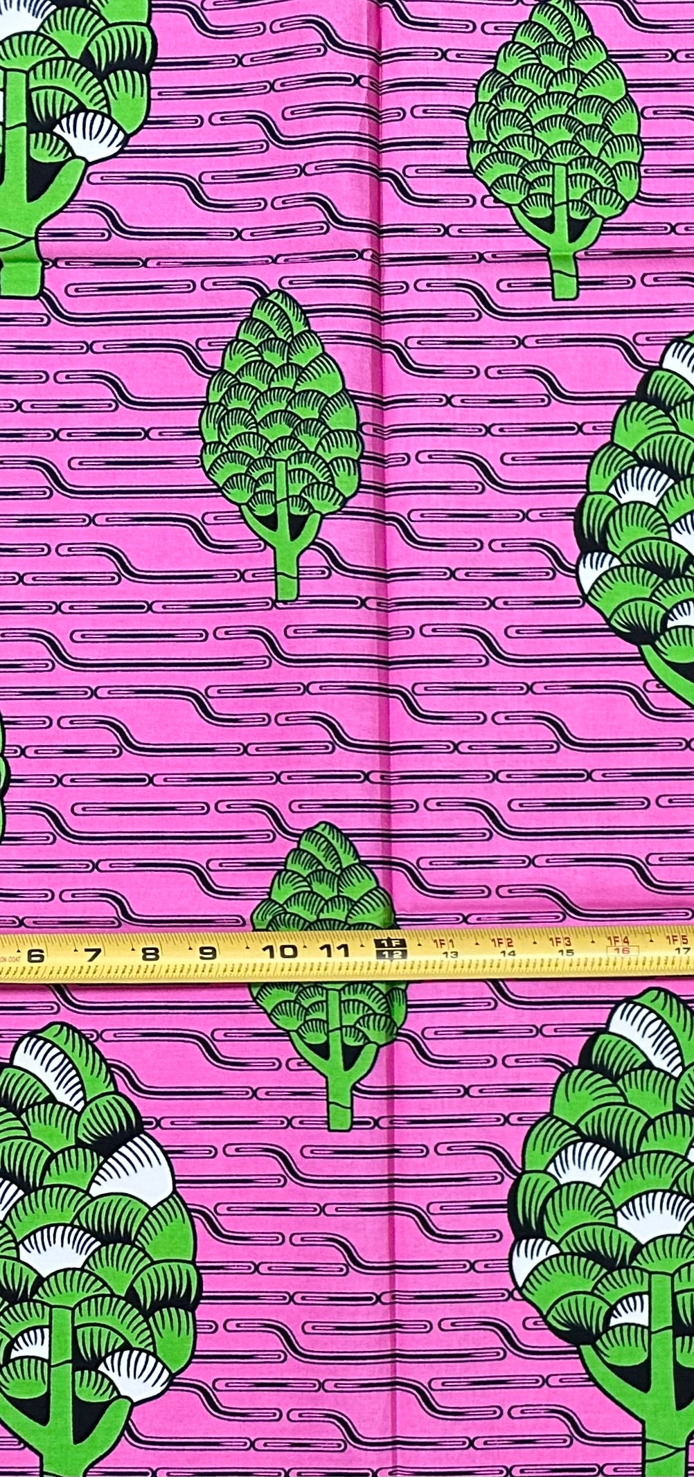 African Print Fabric/ Ankara - Pink, Green 'On Purpose Republic', 1 YARD