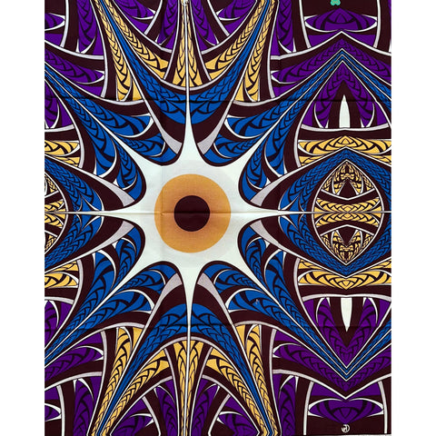 African Print Fabric/ Ankara - Blue, Purple, Cream, Brown "Remi Joy" Design, Yard