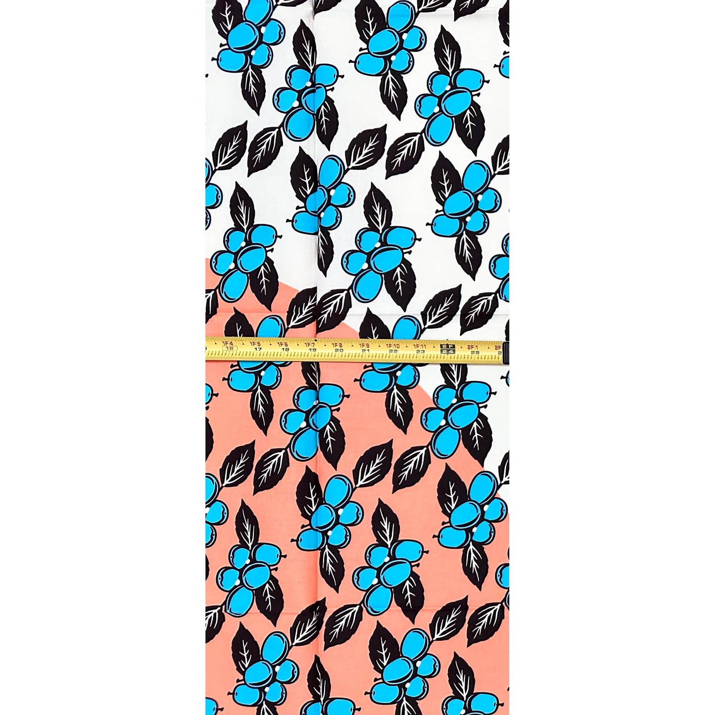 African Print Fabric/ Ankara - Pink, Blue, Brown, Off-White "Blueberry Gossip", 1 Yard