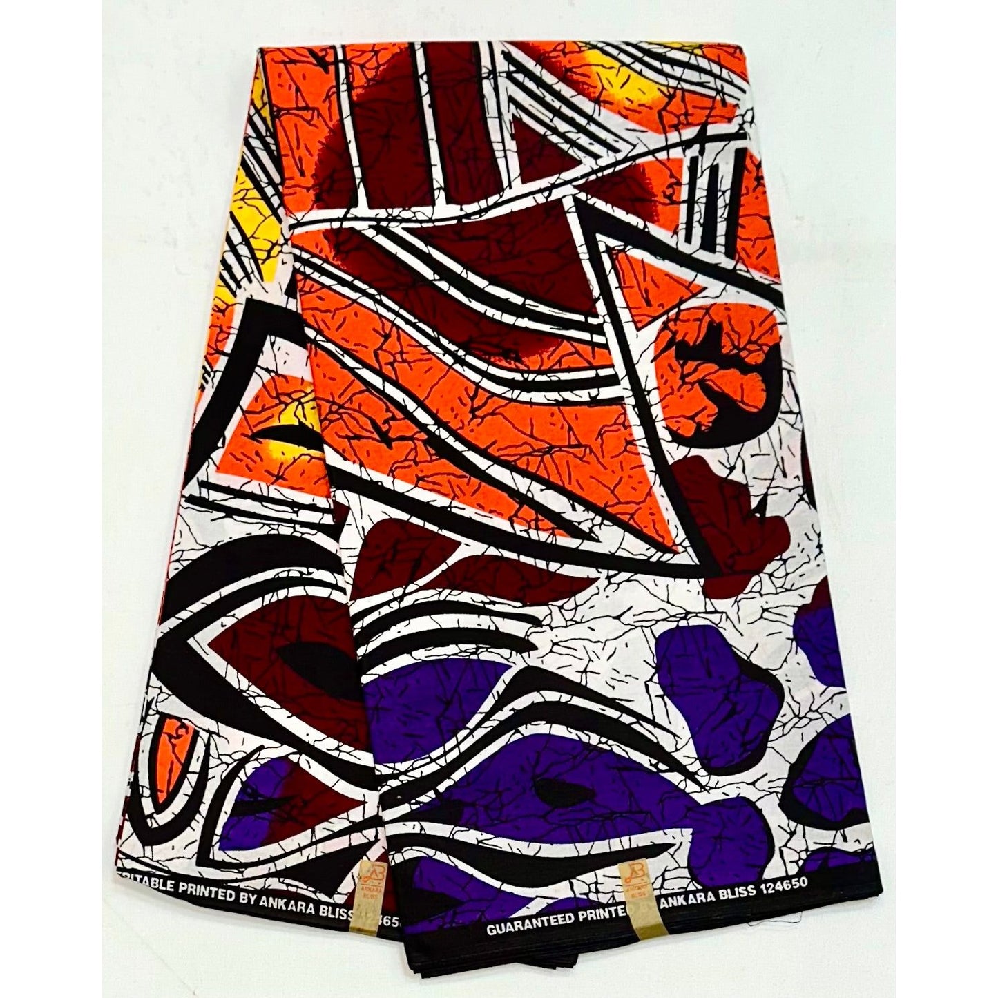 African Print Fabric/ Ankara - Orange, Red, Yellow, Purple, Black 'Sunset Nazin' YARD or WHOLESALE