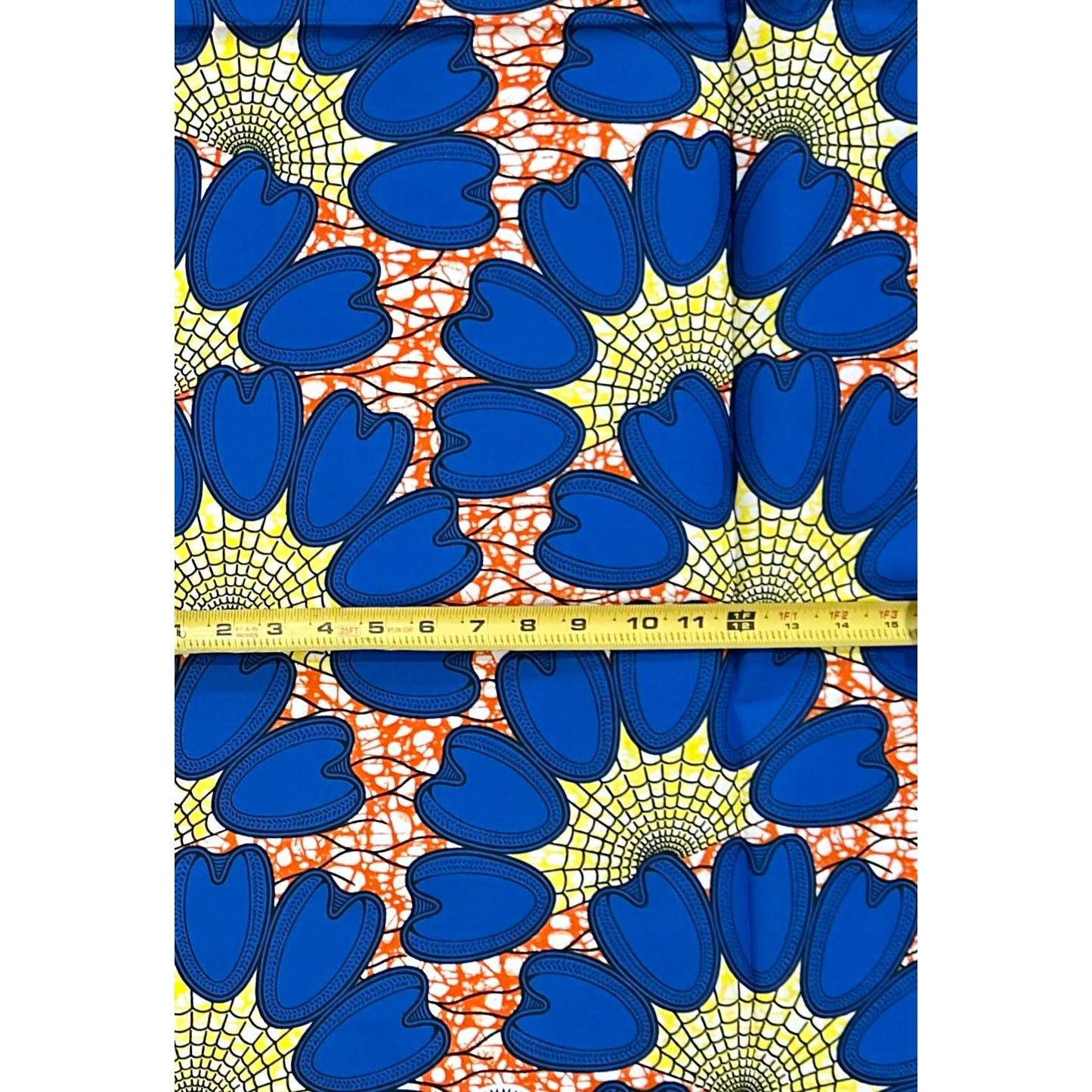 African Print Fabric/ Ankara - Blue, Yellow, Orange 'Zuri Upepo', YARD or WHOLESALE