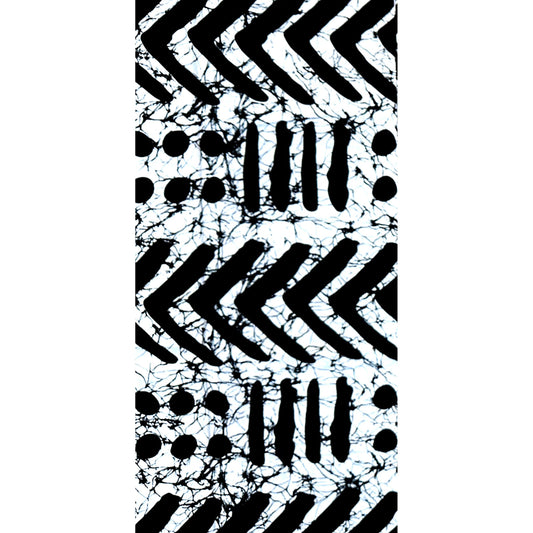 African Print Fabric/ Ankara - White, Black 'Zulu Mark', YARD or WHOLESALE