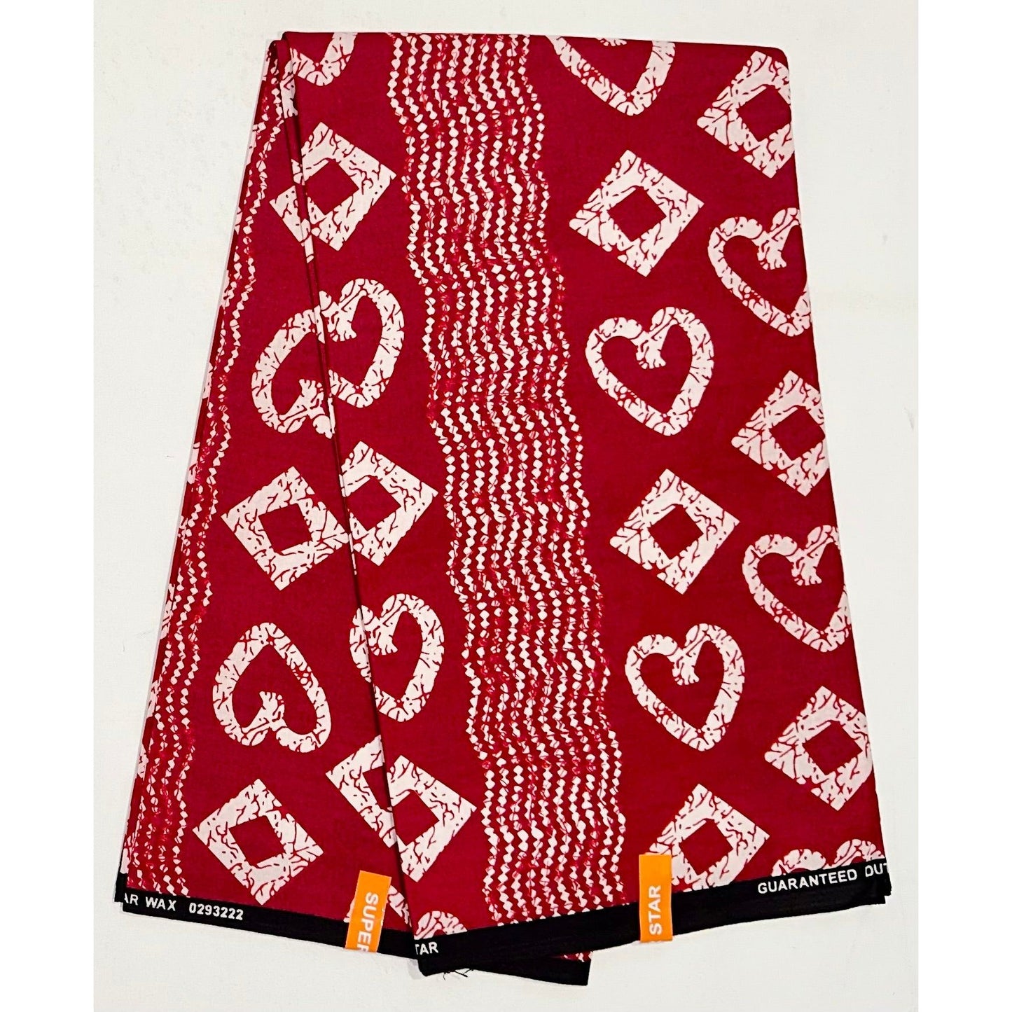 African Print Fabric/ Ankara - Red, White 'Sew In Love' Design, YARD or WHOLESALE
