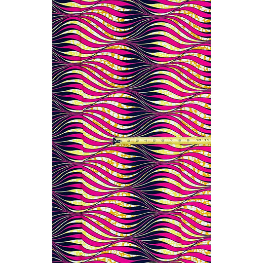 African Print Fabric/Ankara - Yellow, Brown “Pink Wahala" Design, 1 Yard