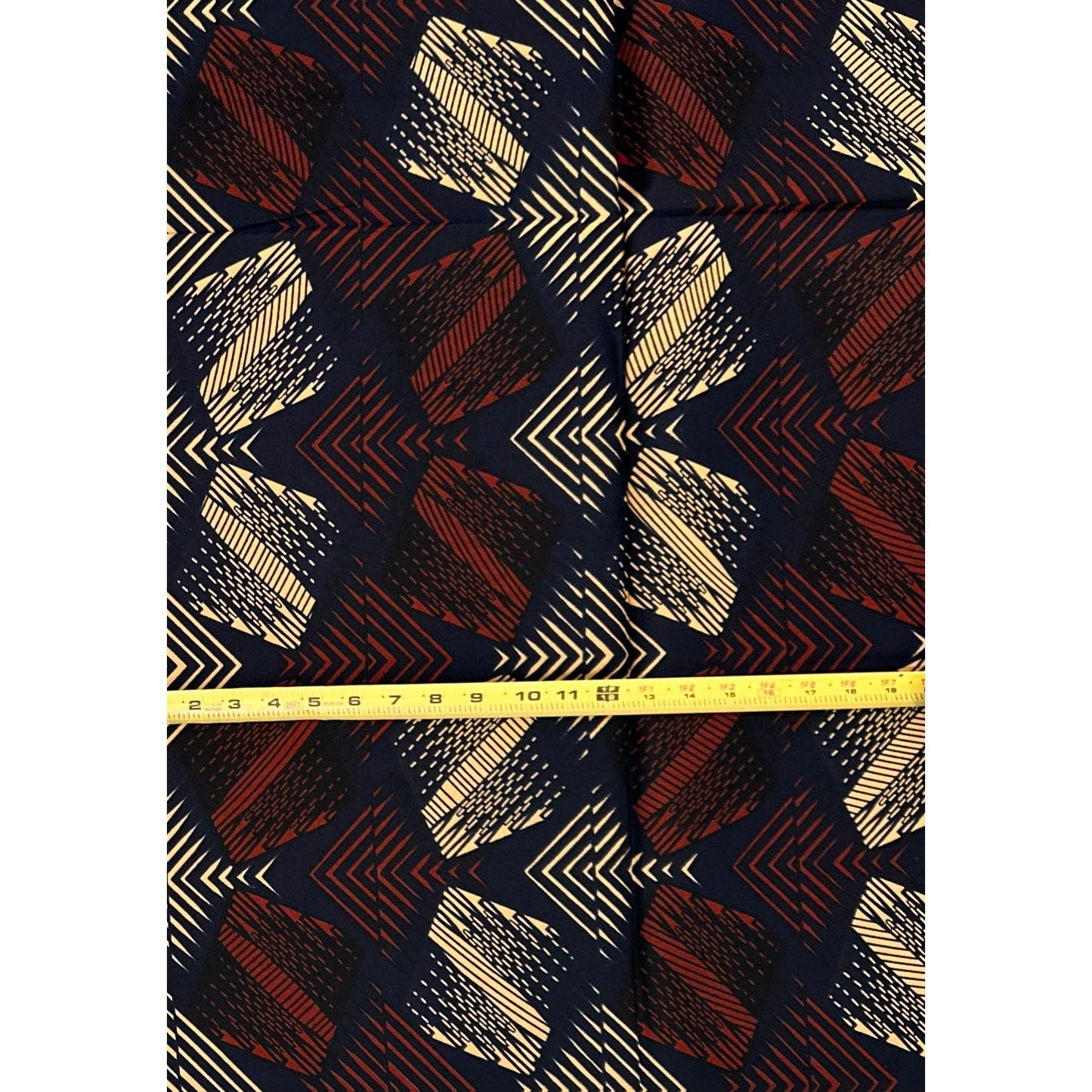 African Print Fabric/ Ankara - Brown, Beige, Navy ‘Decisions' Design, 1 YARD