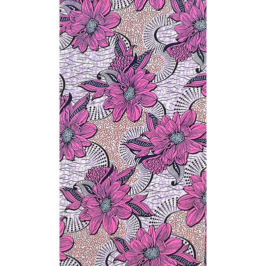 African Print Fabric/ Ankara - Purple, Pink, Navy 'Sadebelle,’ YARD or WHOLESALE