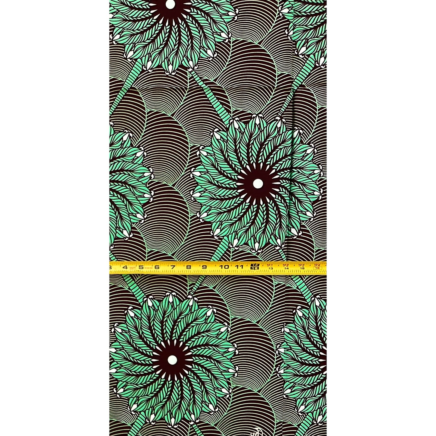 African Fabric/ Ankara - Green, Brown "Soft Roots Break Hard Ground", 1 YARD