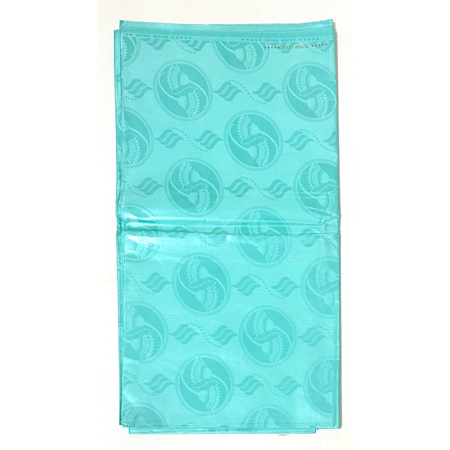 African Bazin (Brocade) Fabric - Turquoise, "Nayura" Per Yard