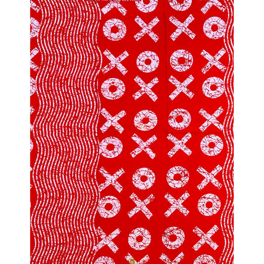 African Print Fabric/ Ankara - Red, White 'XOXO', Per Yard or Wholesale