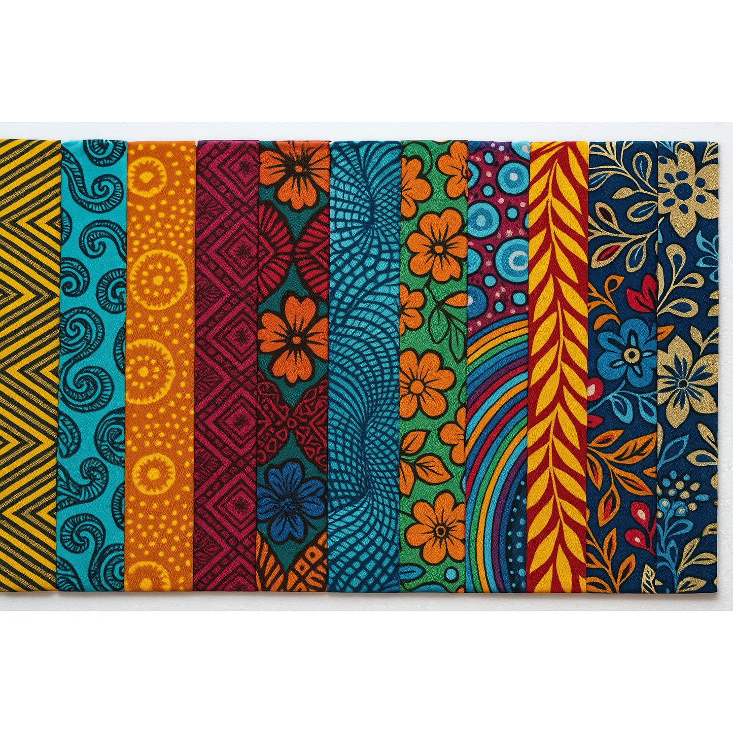 Jelly Roll Fabric - African Print Designs/ Ankara, Strip Roll Precut Quilting 2.5” Strips, Multiple Quantities Available