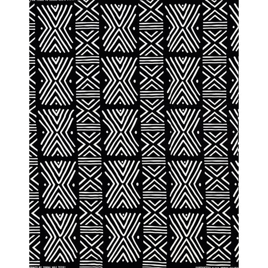African Print Fabric/ Ankara - Black, White 'Direction Is Not Noise' Design, YARD or WHOLESALE