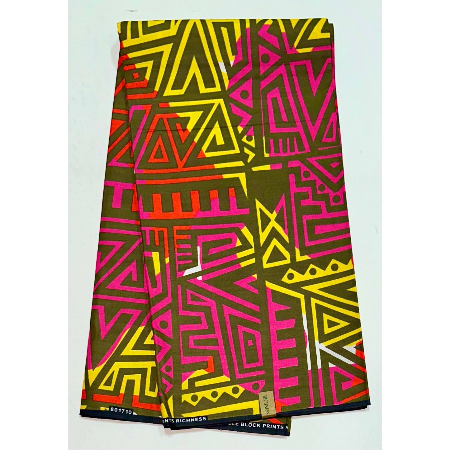 African Print Fabric/ Ankara - Pink, Olive Green, Yellow, Red ‘Zanku Blaze', YARD or WHOLESALE