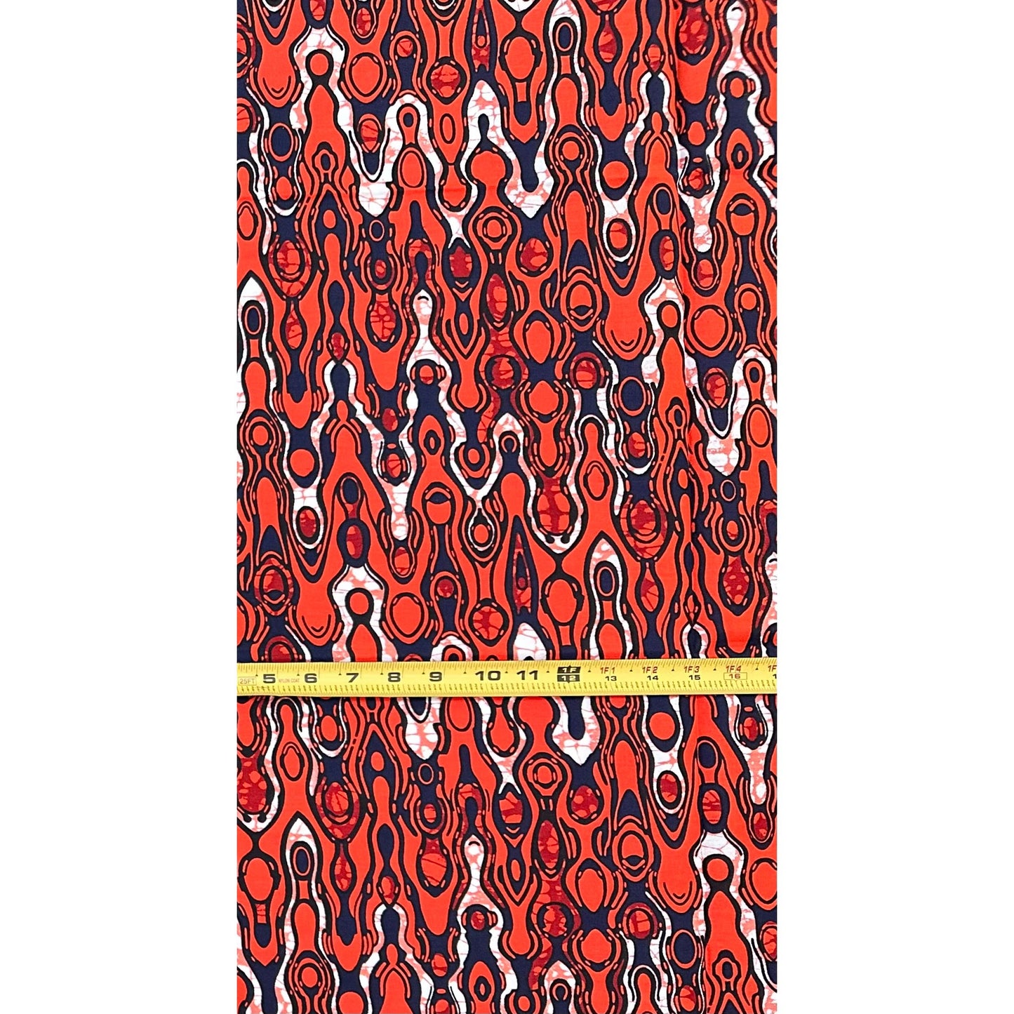African Print Fabric/ Ankara - Orange, Apricot, Navy "The Great Migration", YARD