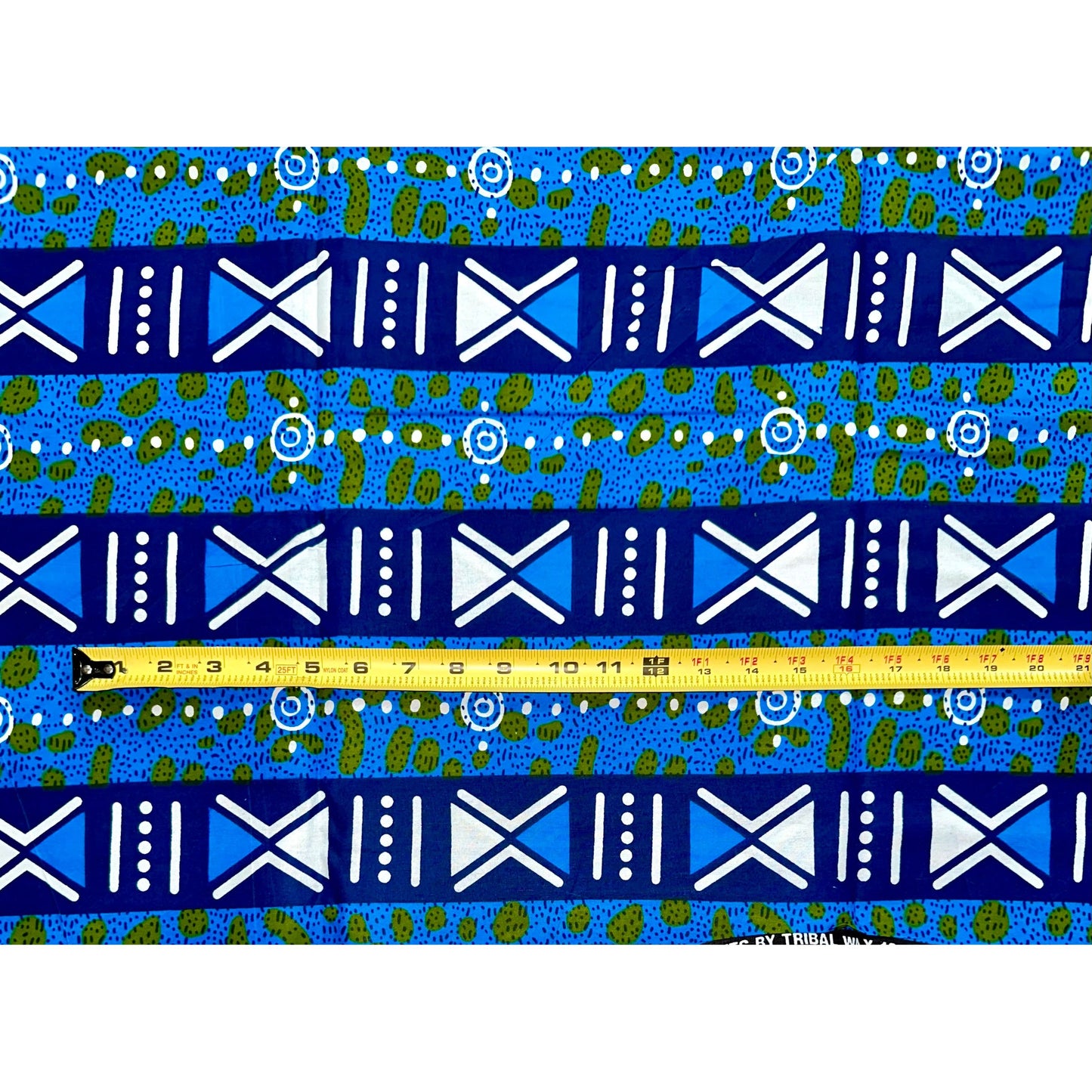 African Print Fabric/ Ankara - Shades of Blue, Green, White "Tarkwa Symbolism", YARD or WHOLESALE