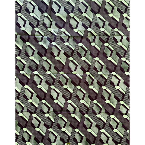 African Print Fabric/ Ankara - Brown, Beige "Afedzi Geo Deux" Design, Yard