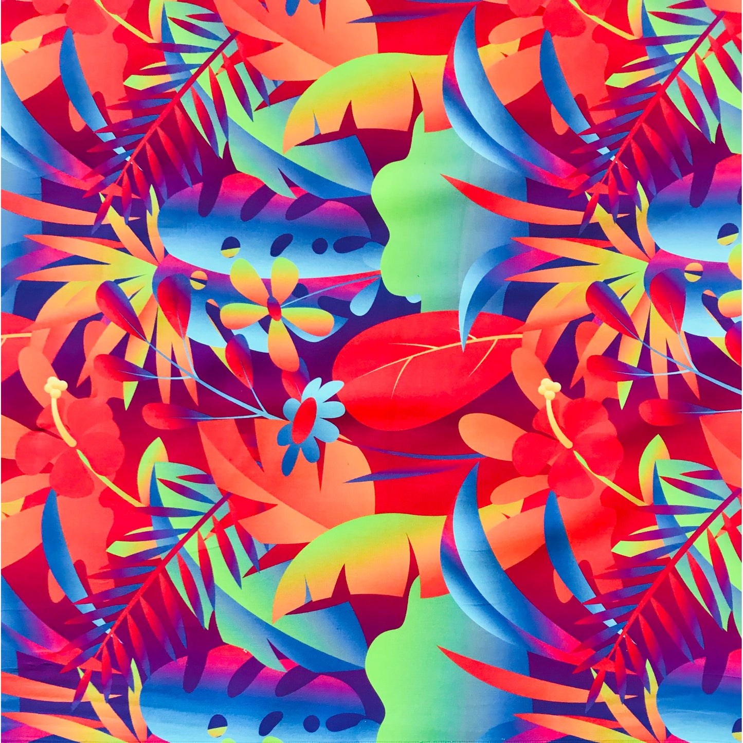 African Print, Stretch Cotton Satin Fabric- Red, Orange, Blue, Purple, Green "Moroccan Dawn" Per Yard