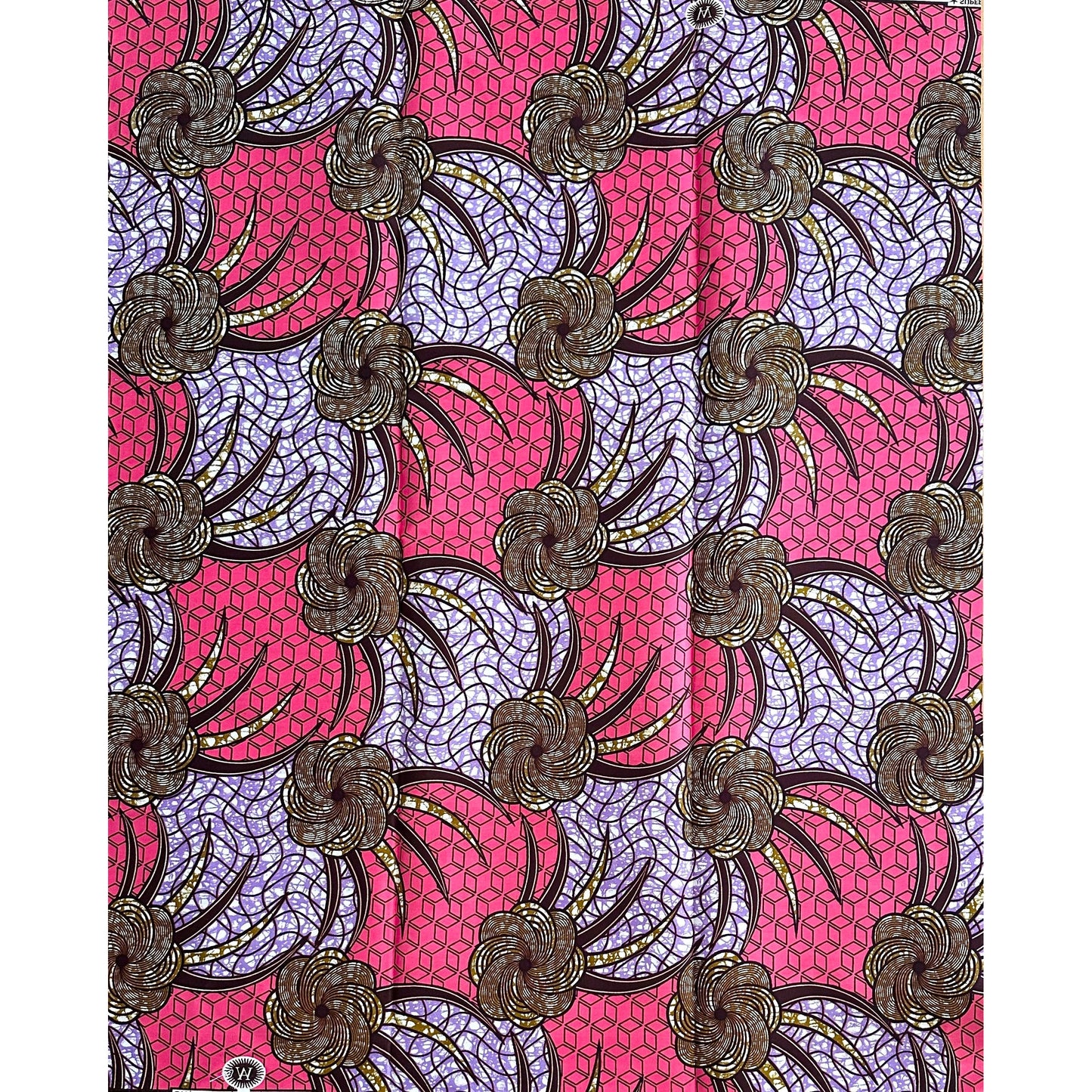 African Print Fabric/Ankara - Purple, Pink, Brown “Zawadi" Design, 1 Yard
