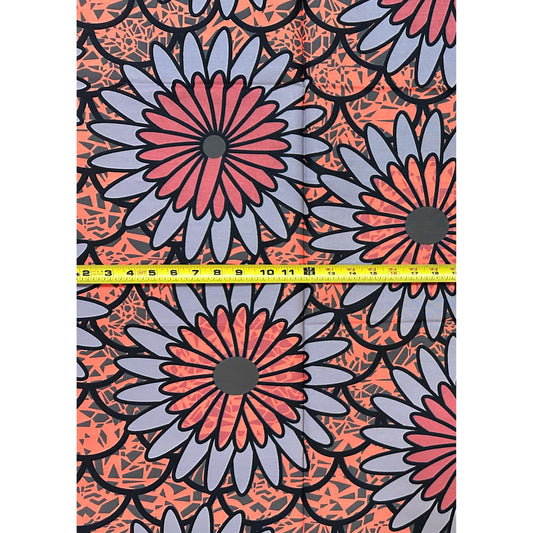 African Print Fabric/ Ankara - Coral, Gray, Mauve ‘Morning Bouquet' Design, 1 YARD