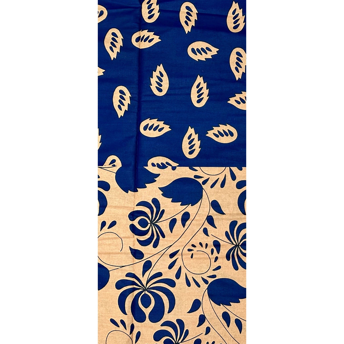 African Fabric/ Ankara - Blue, Light Brown 'Heritage Still' YARD or WHOLESALE