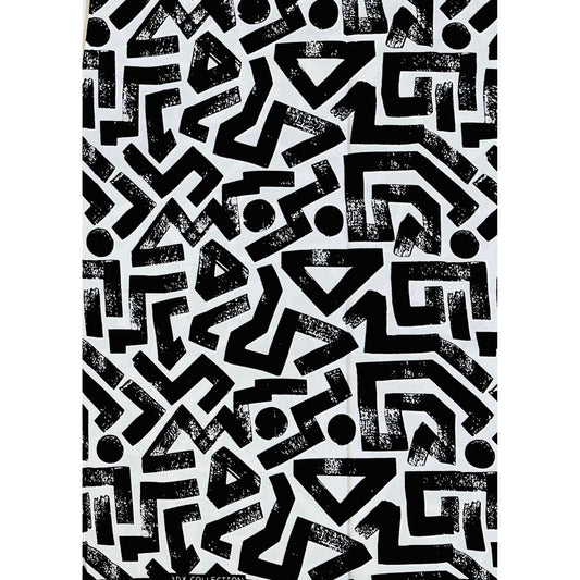 African Print Fabric/ Ankara - White, Black 'Ase Lines’, YARD or WHOLESALE
