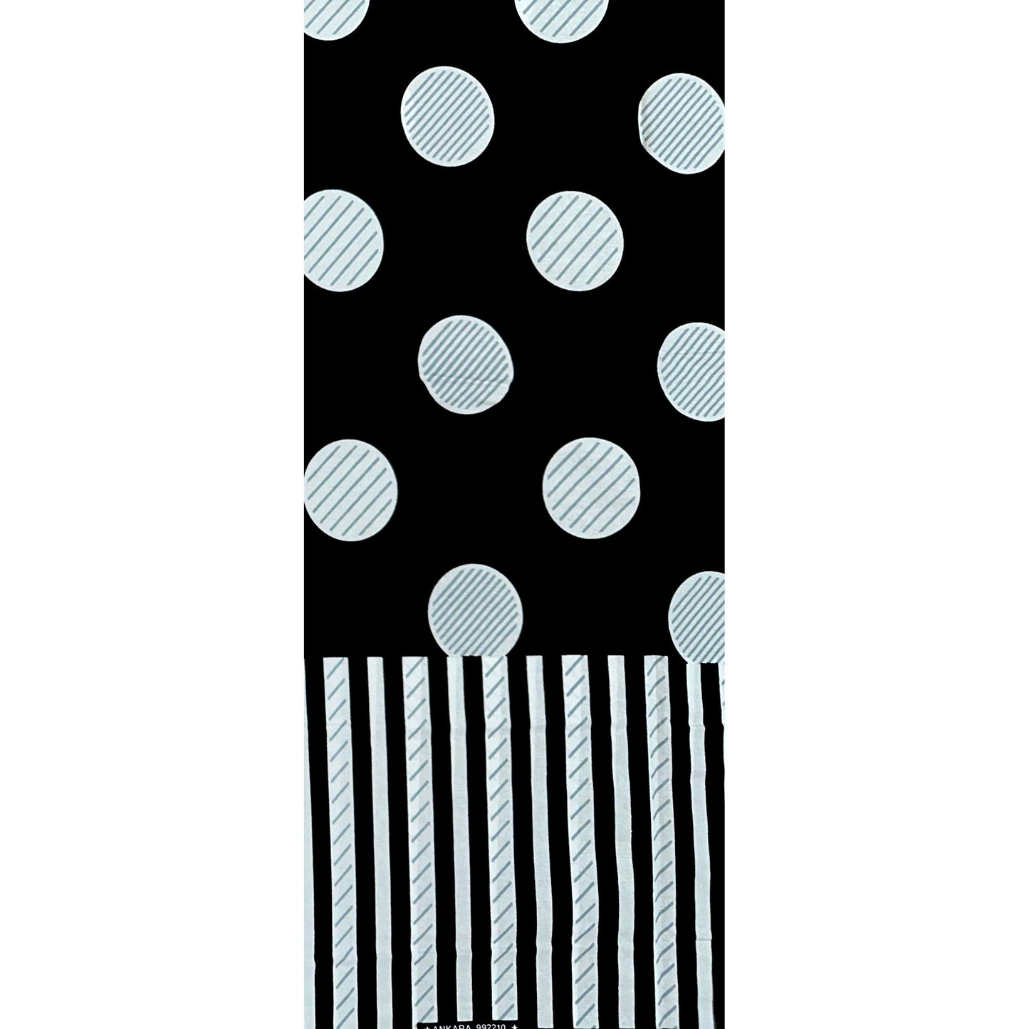 African Print Fabric/ Ankara - Black, White 'Stripe Dem Strong' Design, YARD or WHOLESALE