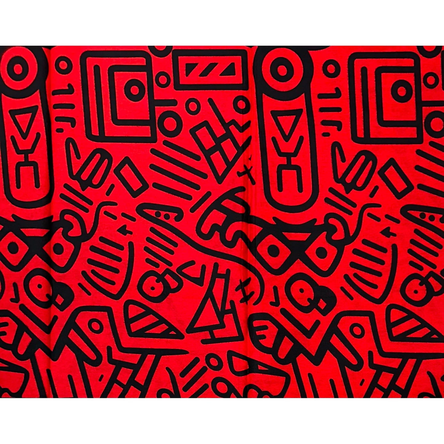 African Print Fabric/ Ankara - Red, Black 'Kpakpam', YARD or WHOLESALE