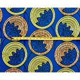 African Print Fabric/ Ankara - Blue, Yellow, Brown 'Visage' Design, YARD