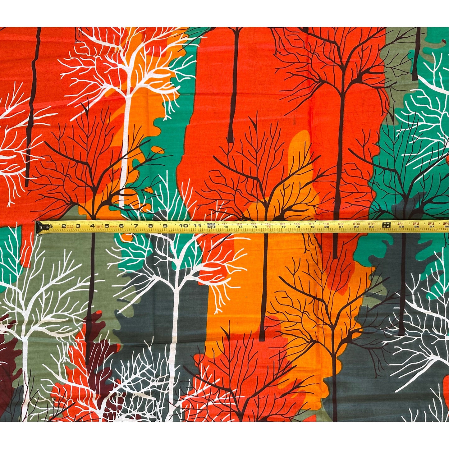African Print Fabric/ Ankara - Orange, Shades Green, Brown 'Isime Tropic', Yard or Wholesale