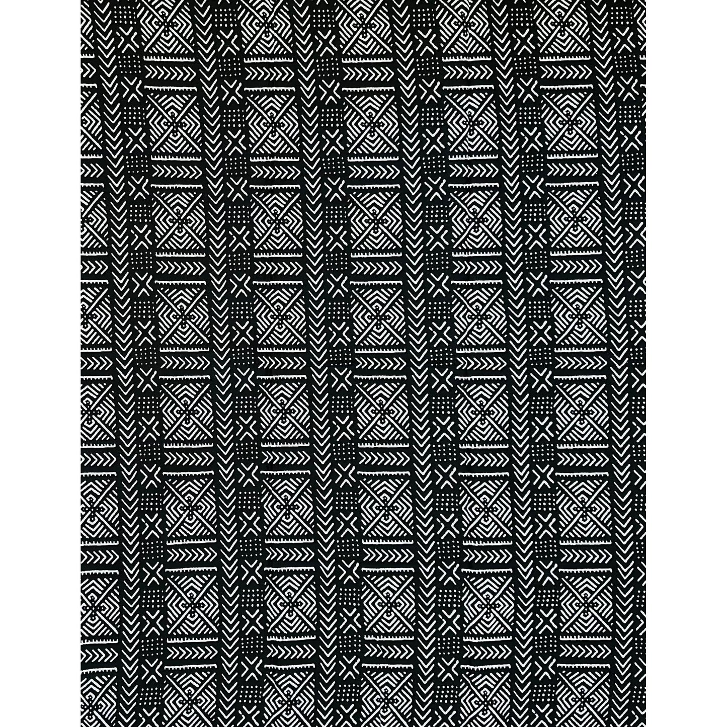 African Print Fabric/ Ankara - Black, White 'Path of Kings' Design, YARD or WHOLESALE