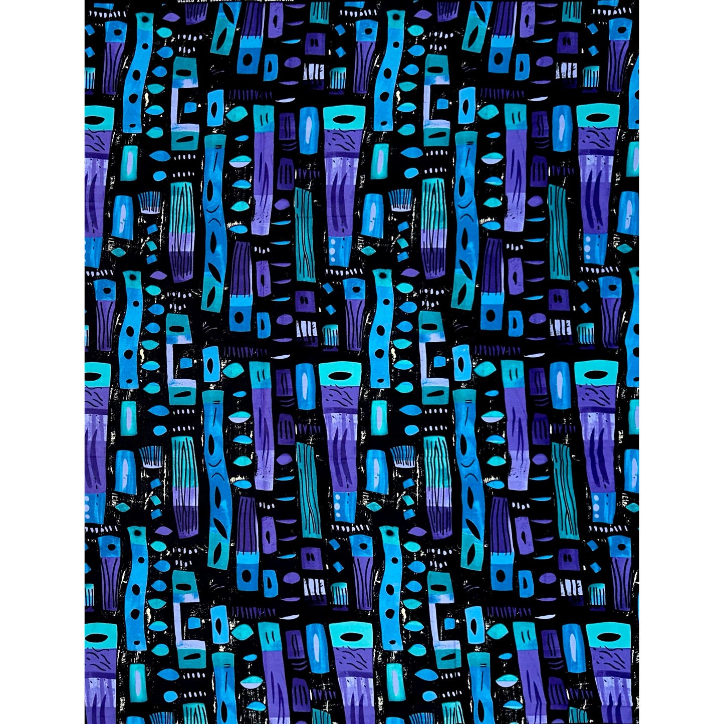 African Print Fabric/ Ankara - Blue, Black, Purple 'Ebube Flow’, YARD or WHOLESALE
