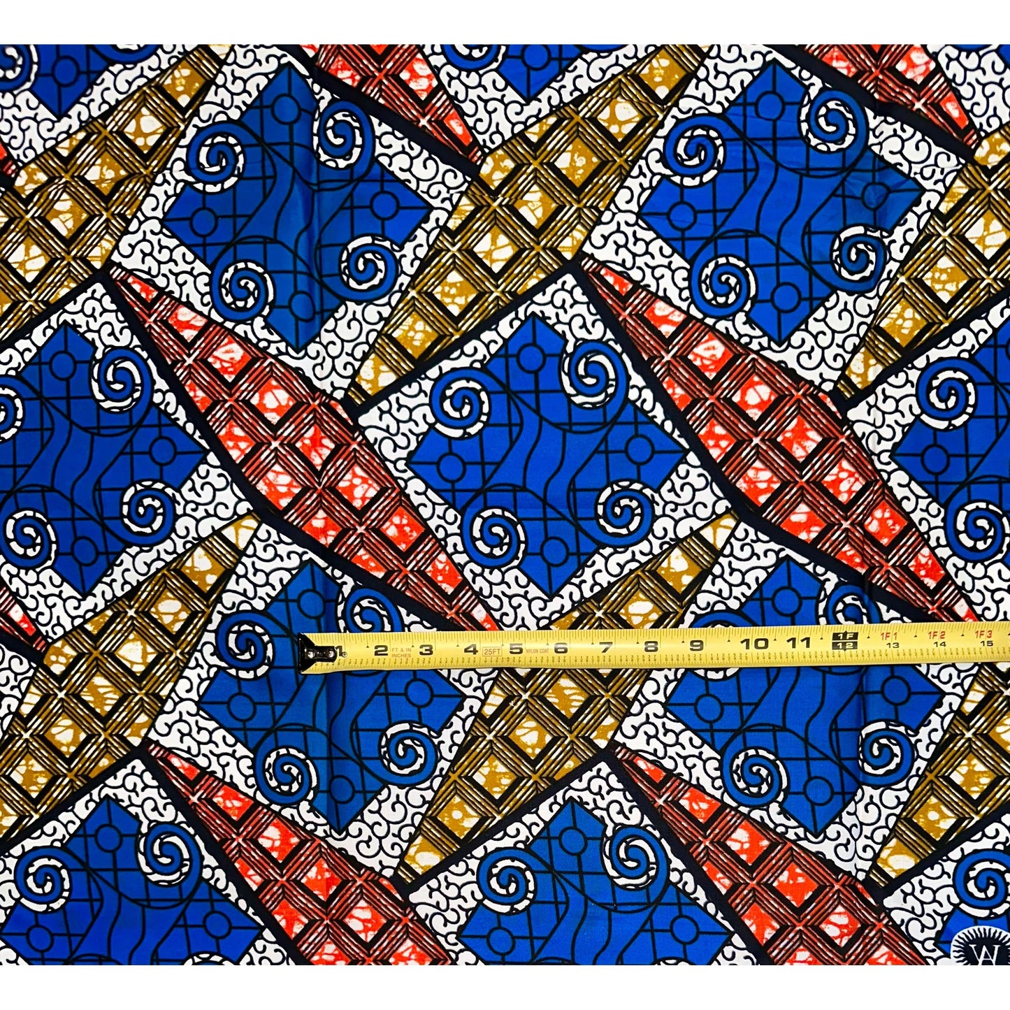 African Print Fabric/ Ankara - Blue, Brown, Orange 'Efunrin,’ 1 YARD