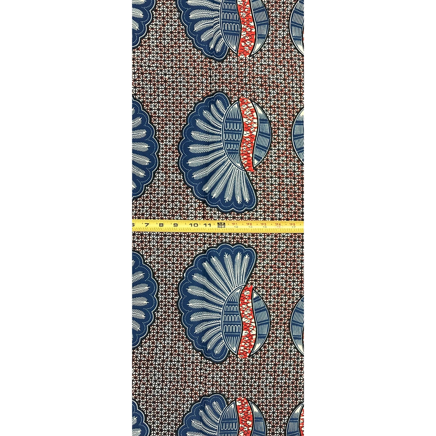 African Print Fabric/ Ankara - Blue, Brown "Chief", 1 YARD