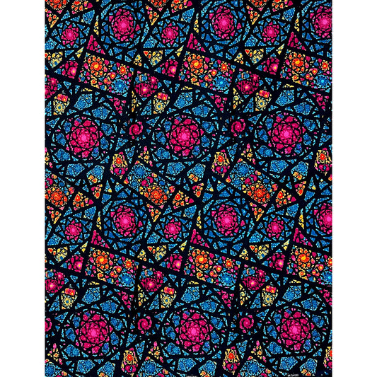African Print Fabric/ Ankara - Blue, Orange, Pink, Black 'Okike Radiance', YARD or WHOLESALE