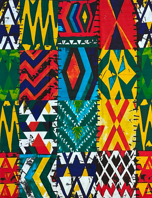 African Print Fabric/ Ankara - Red, Yellow, Green, Blue 'Many Paths To Success' Design, Yard or Wholesale