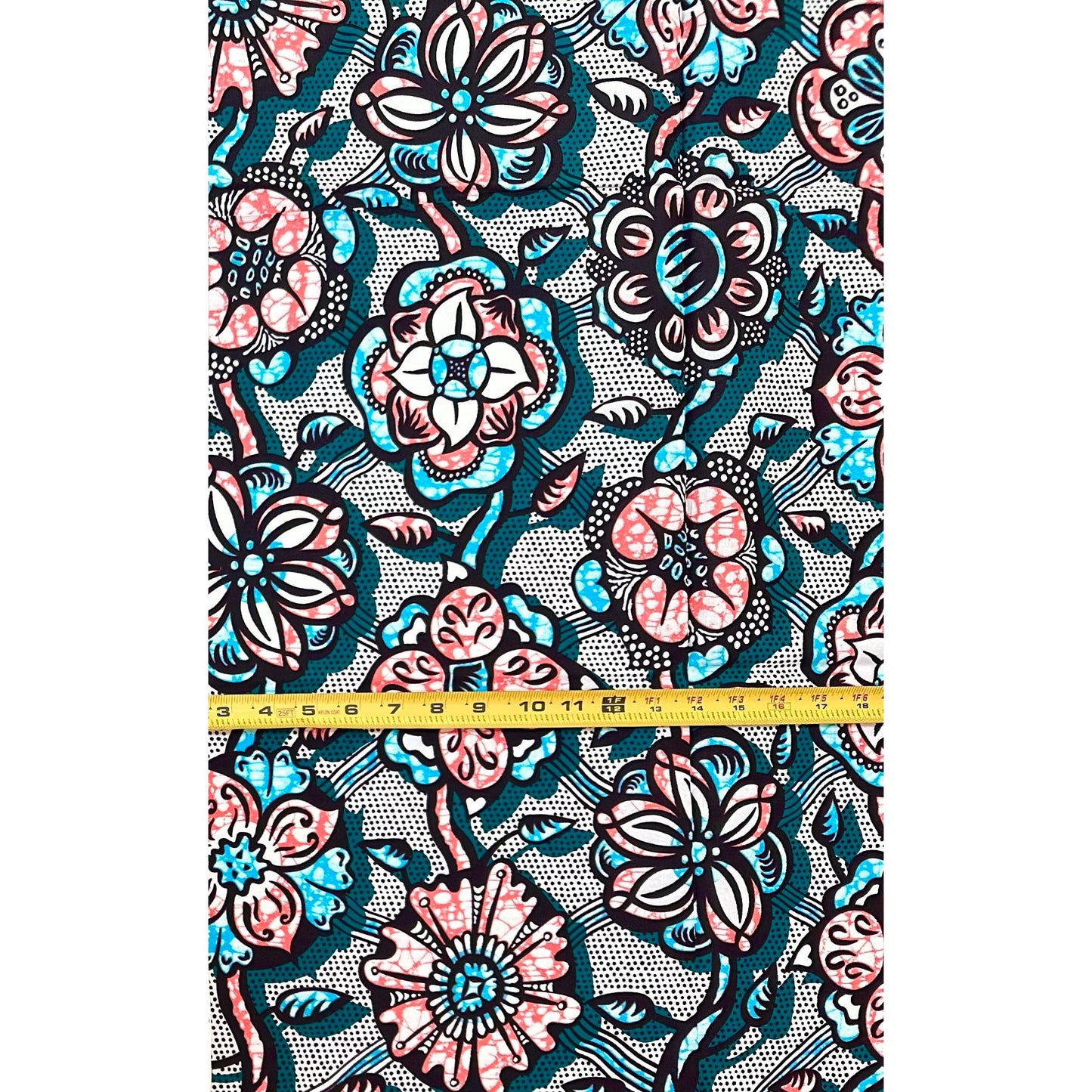African Print Fabric/ Ankara - Green, Blue, Pink ‘The Matriach’s Seat' Design, YARD