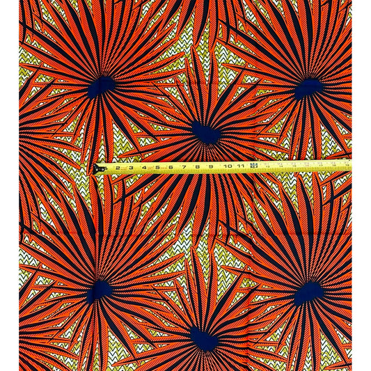 African Print Fabric/ Ankara - Orange, Brown 'Dry Season Garden,’ 1 YARD