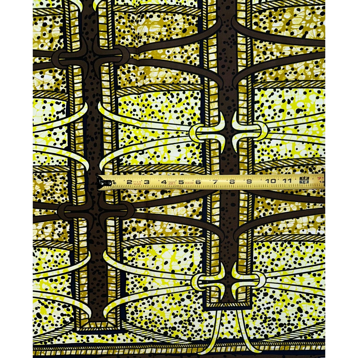African Print Fabric/ Ankara - Brown, Yellow ‘Koko Trellis' Design, YARD