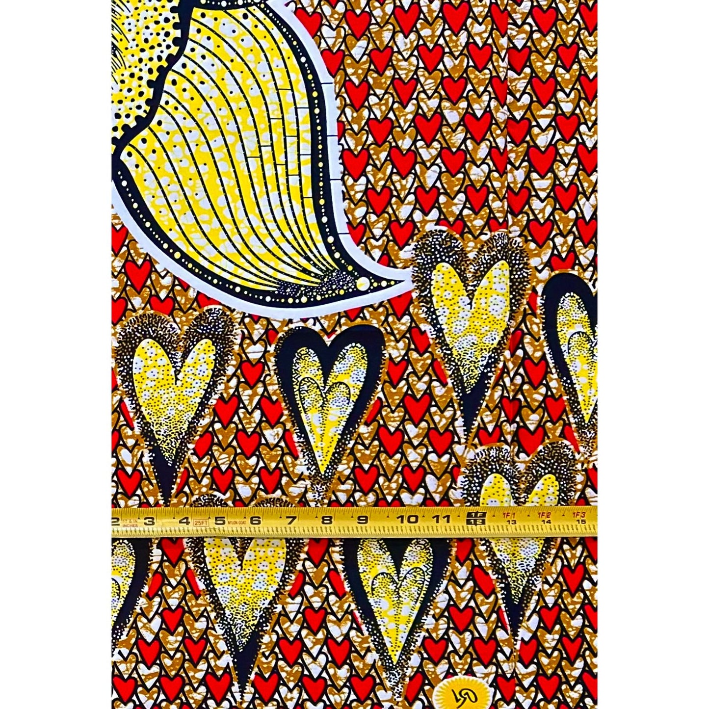 African Print Fabric/ Ankara - Pink, Brown, Yellow, Black ‘Ina Ọkàn' Design, 1 YARD