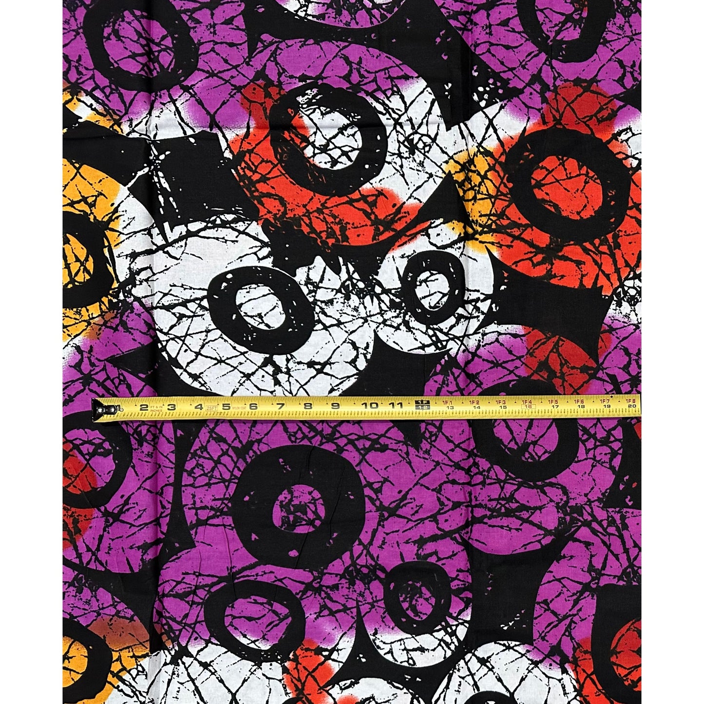 African Print Fabric/ Ankara - Purple, Orange, Rust Red, Yellow 'Afurika Pyro' Design, YARD or WHOLESALE