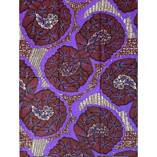 African Print Fabric/ Ankara - Purple, Brown 'Aunties Association', YARD or WHOLESALE