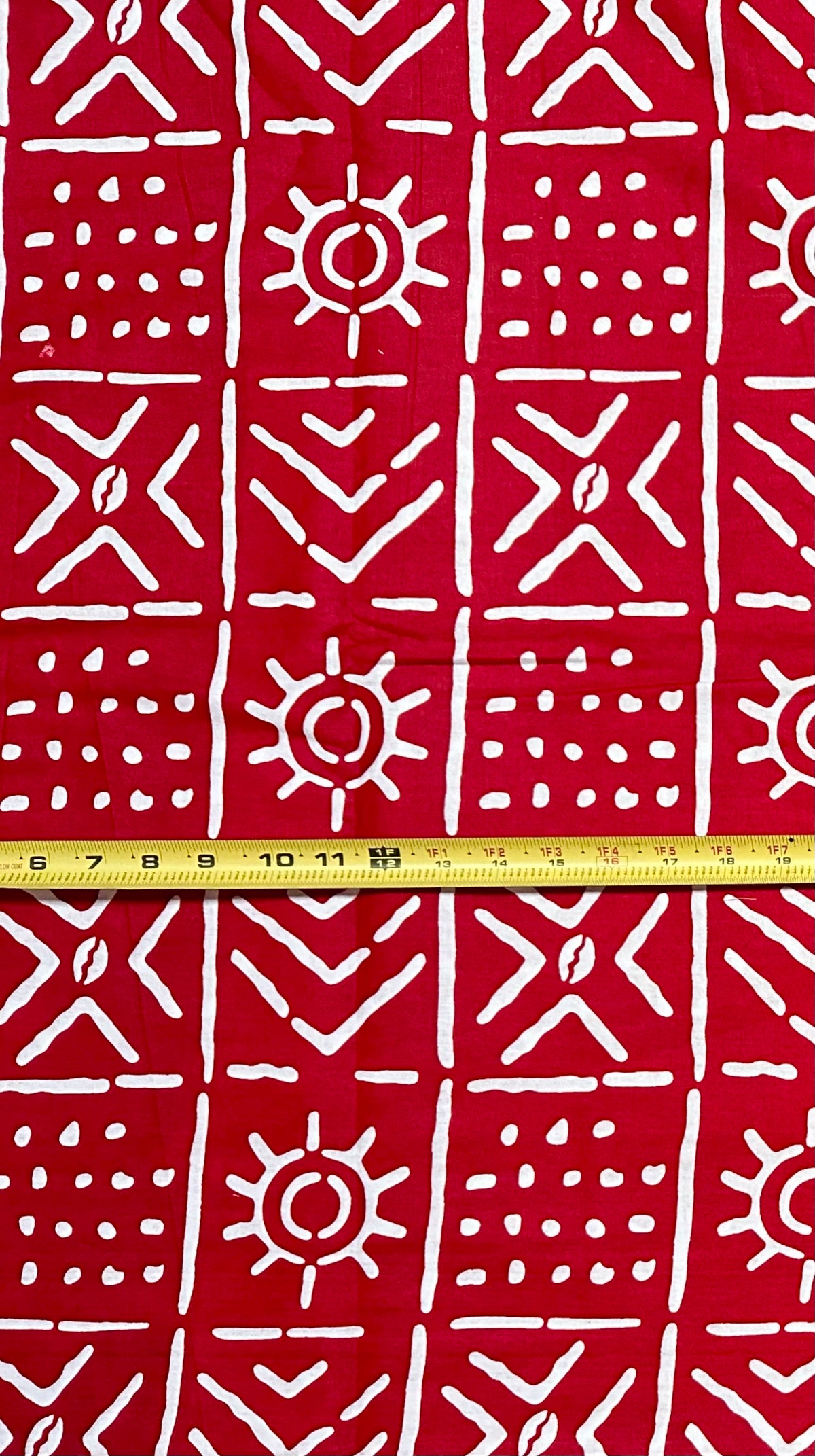 African Print Fabric/ Ankara - Red, White 'Bola Code' Design, YARD or WHOLESALE