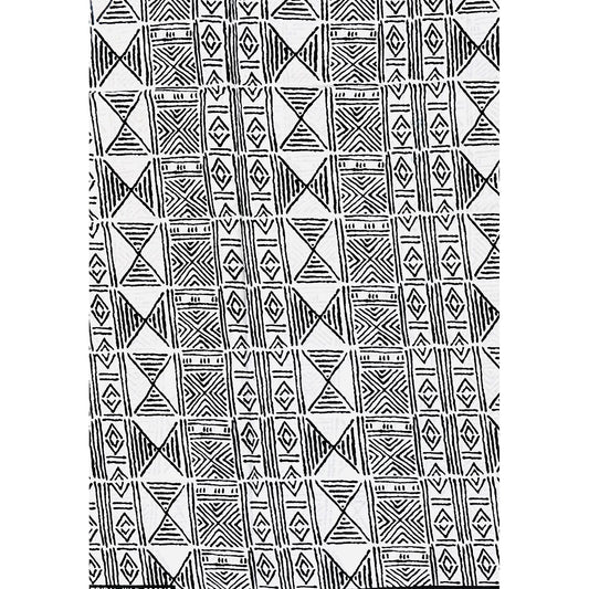 African Print Fabric/ Ankara - White, Black 'Code of Elders' Design, YARD or WHOLESALE
