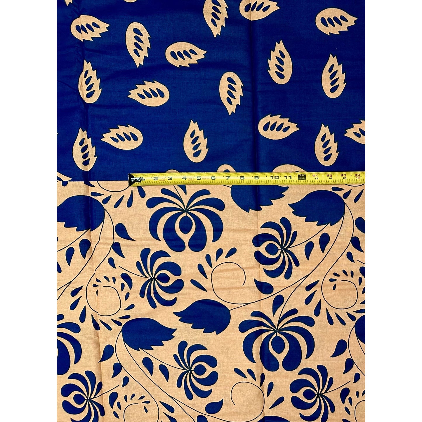 African Fabric/ Ankara - Blue, Light Brown 'Heritage Still' YARD or WHOLESALE