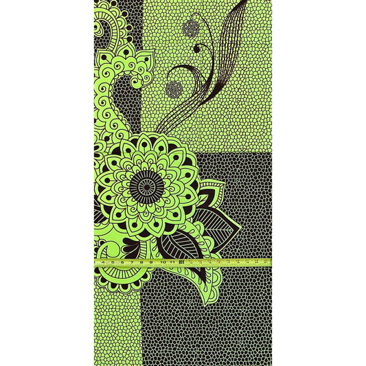 African Print Fabric/ Ankara - Green, Brown 'Play The Long Game,' 1 YARD
