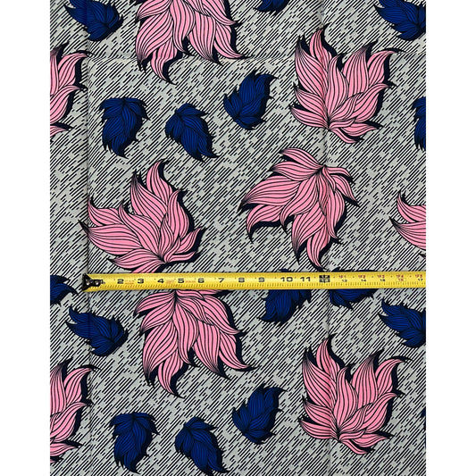 African Print Fabric/Ankara - Gray, Pink, Blue "Kalari Drift" Design