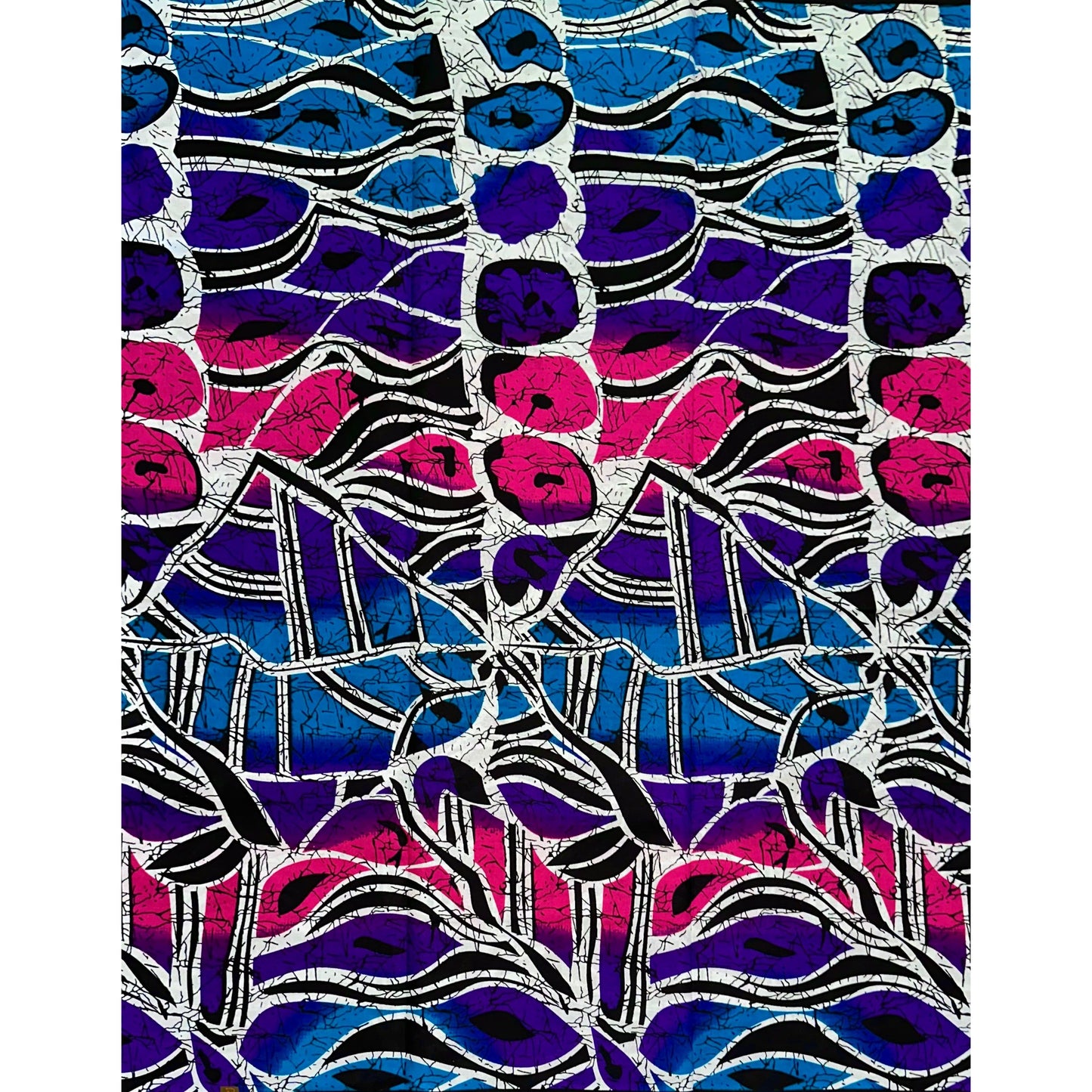 African Print Fabric/ Ankara - Blue, Purple, Pink, Black 'Baharini' YARD or WHOLESALE